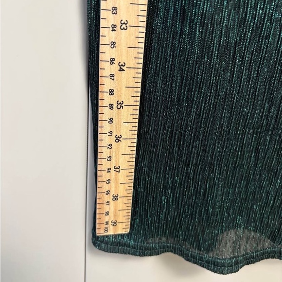 R&M Richards Green Metallic Stretch Fabric Dress Size 12 - Picture 4 of 5